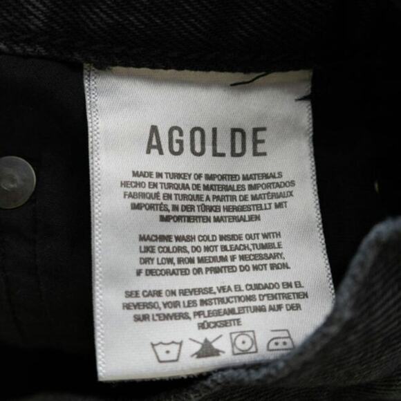 Agolde Ladies Black Button Fly Demin Skirt Size 23 - Picture 5 of 6